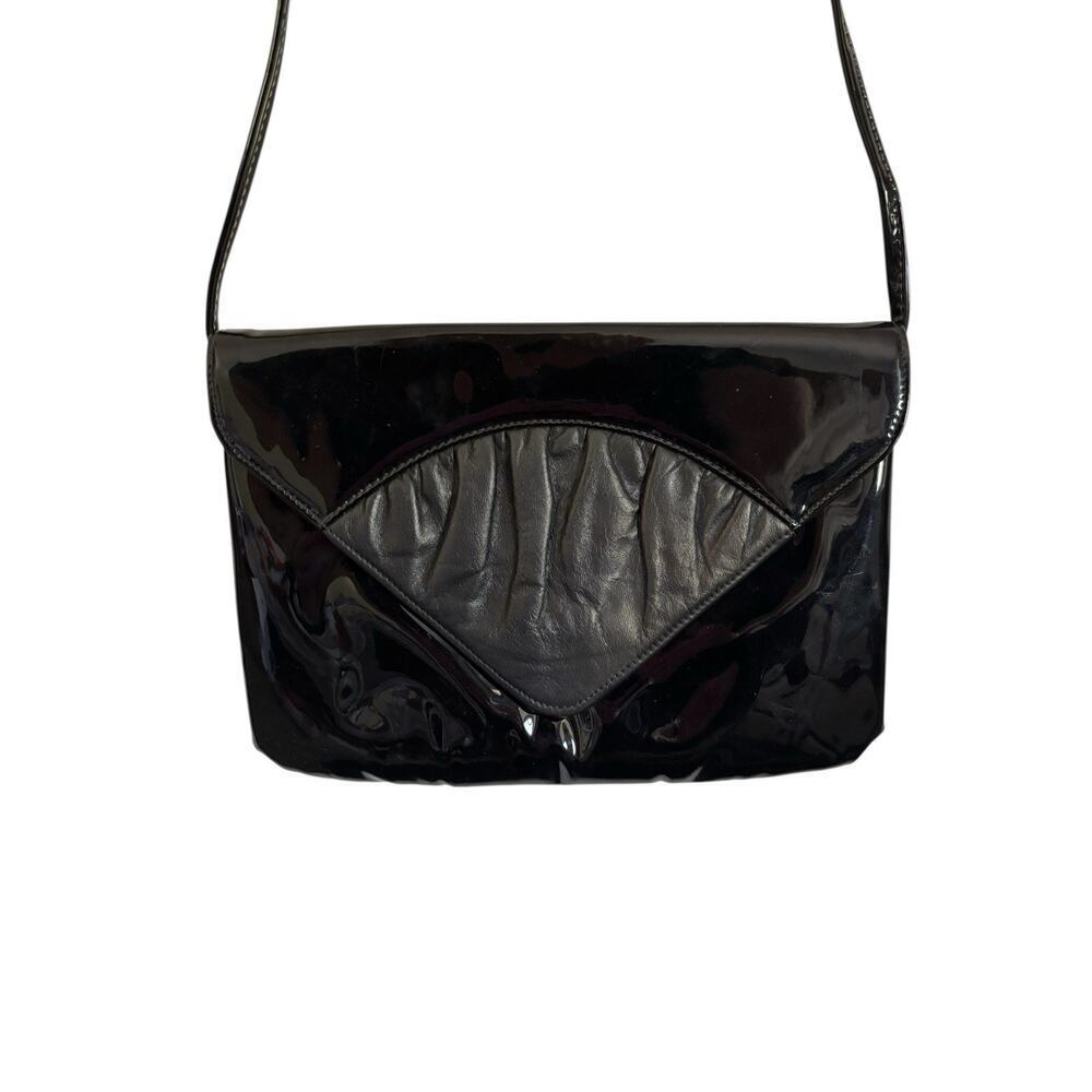 Mardane Black Patent Leather USA Shoulder Bag Clutch Purse Y2k Vinage - Picture 2 of 10